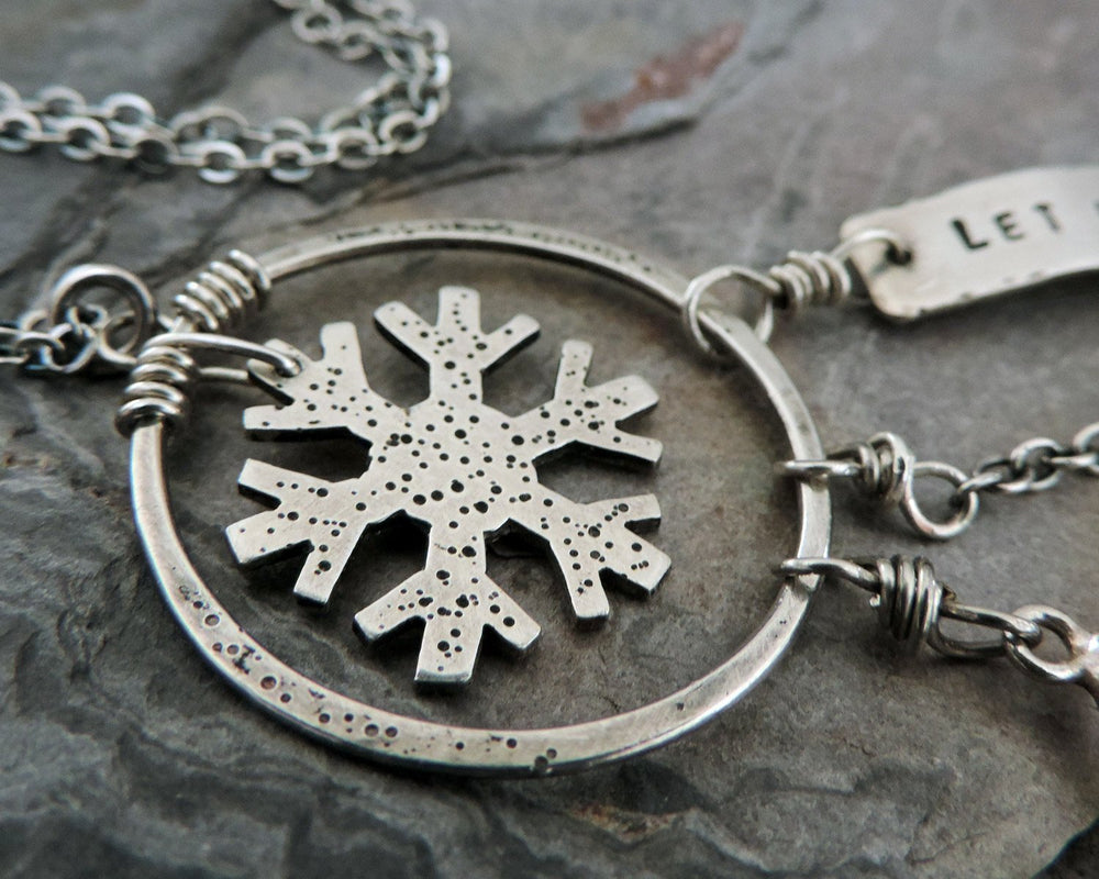 Silver Snowflake Charm Necklace - A Twist of Whimsy