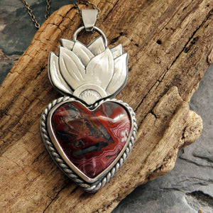 Laguna Lace Agate Sacred Heart Necklace