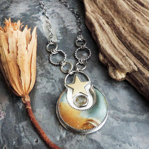 Landscape Jasper Moon and Star Necklace