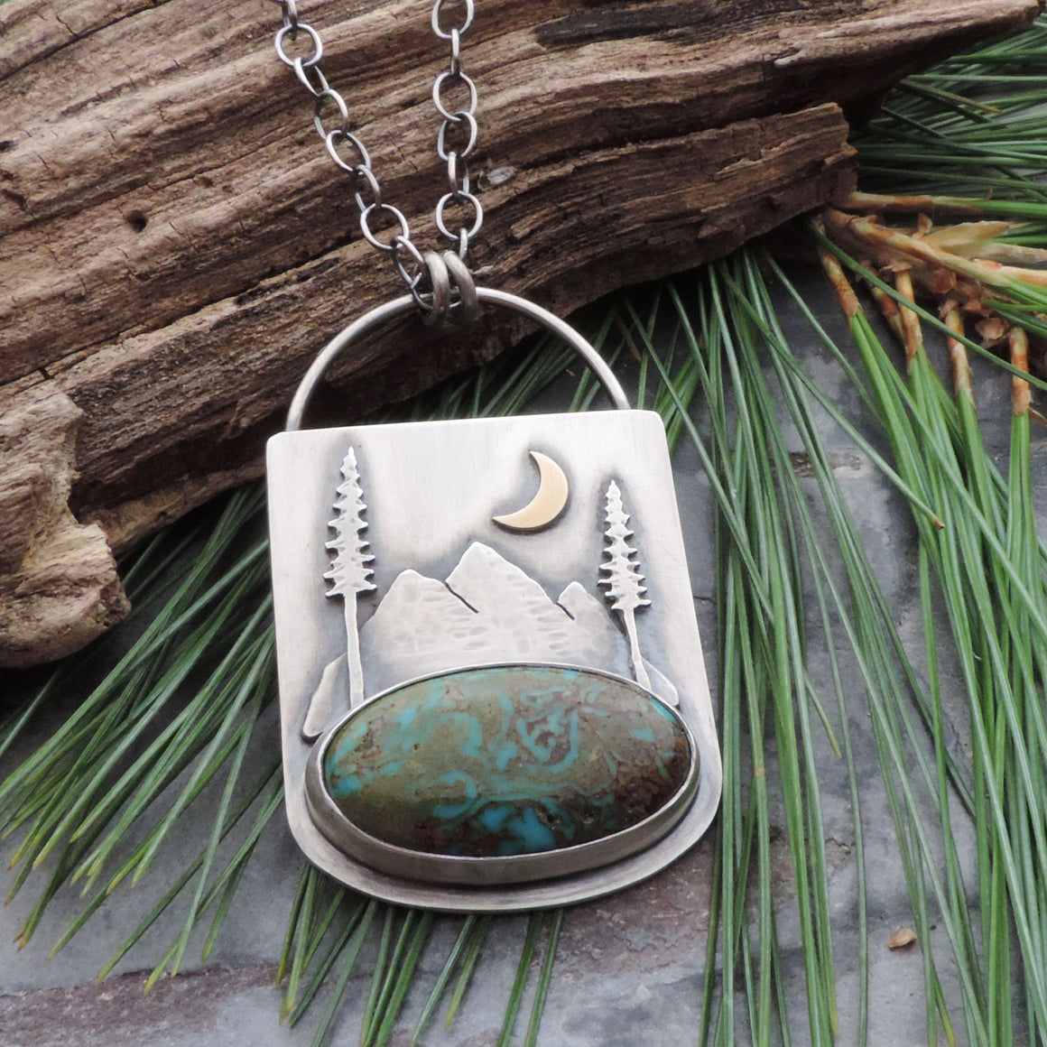 Mountain Landscape Turquoise Necklace