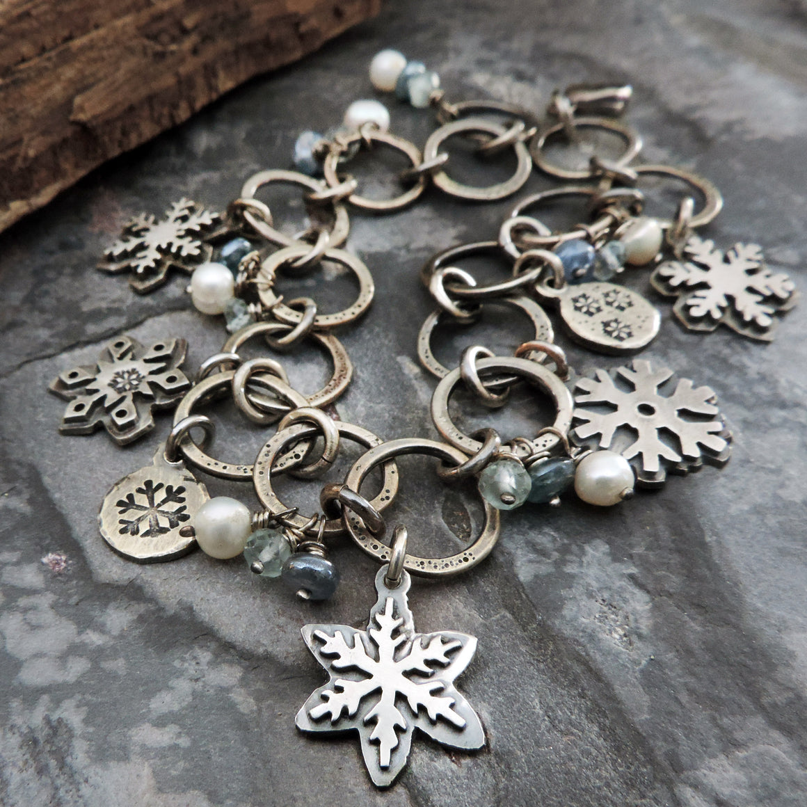 Silver Snowflake Charm Bracelet