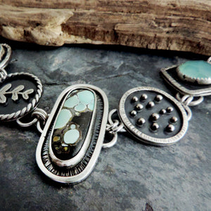 Poseidon Variscite and Aqua Chalcedony Link Bracelet