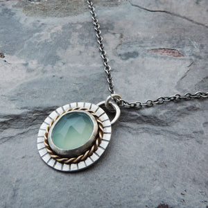 faceted aqua chalcedony necklace