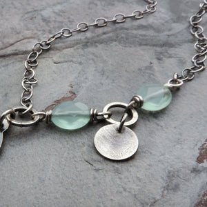 aqua chalcedony seashell necklace
