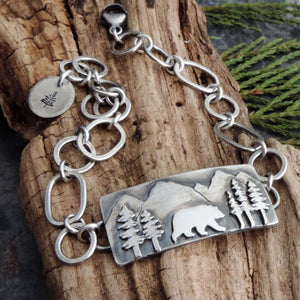 Bear in the Mountains Sterling Silver Bracelet