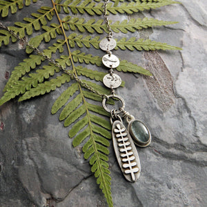 Botanical Charm Necklace with Moss Aquamarine