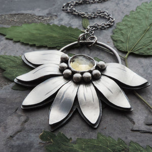 Sunflower Necklace with Citrine Gemstone