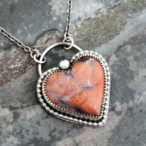Cotton Candy Agate Heart Necklace