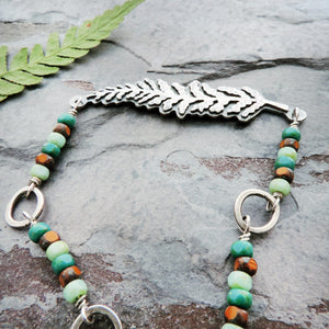 Fern Choker Necklace with Czech Glass Beads