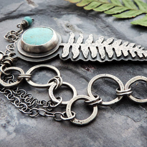 organic fern jewelry with turquoise