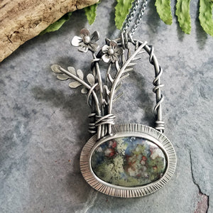 sterling silver flower gemstone necklace