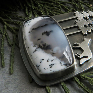 Fox in the Mountains Dendritic Opal Necklace