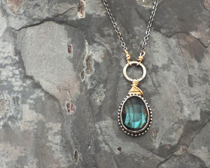 classy mixed metal silver and gold gemstone necklace 