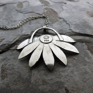 Textured Flower Petals Necklace with Citrine Gemstone