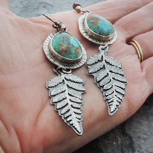 Fern Earrings with Kingman Turquoise Stones