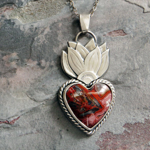 Laguna Lace Agate Sacred Heart Necklace