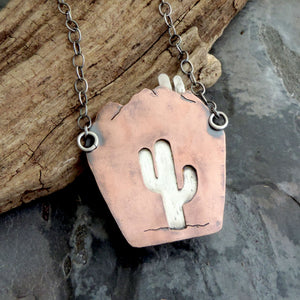 Desert Cactus Landscape Jasper Necklace
