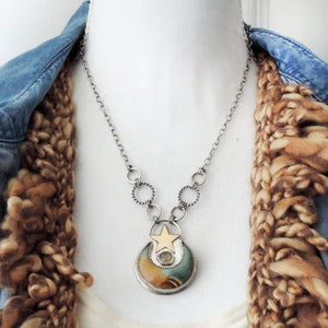 Landscape Jasper Moon and Star Necklace
