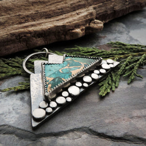 Chrysocolla Mountain Stone Pendant with Pine Tree Cut Out