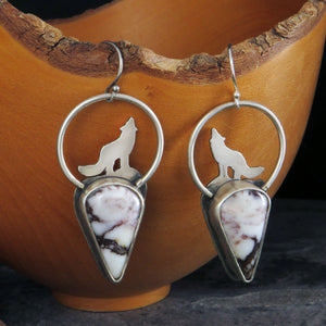 Howling Wolf Wild Horse Magnesite Earrings