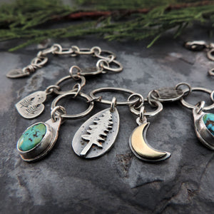 Sterling Silver Pine Tree Charm Bracelet