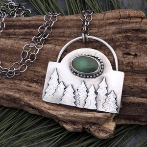 Pine Tree Forest with Sky Song Turquoise Necklace