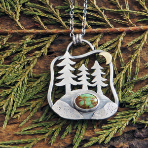 Trio of Pines Turquoise Pendant Necklace