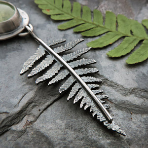 handmade intricate silver fern pendant