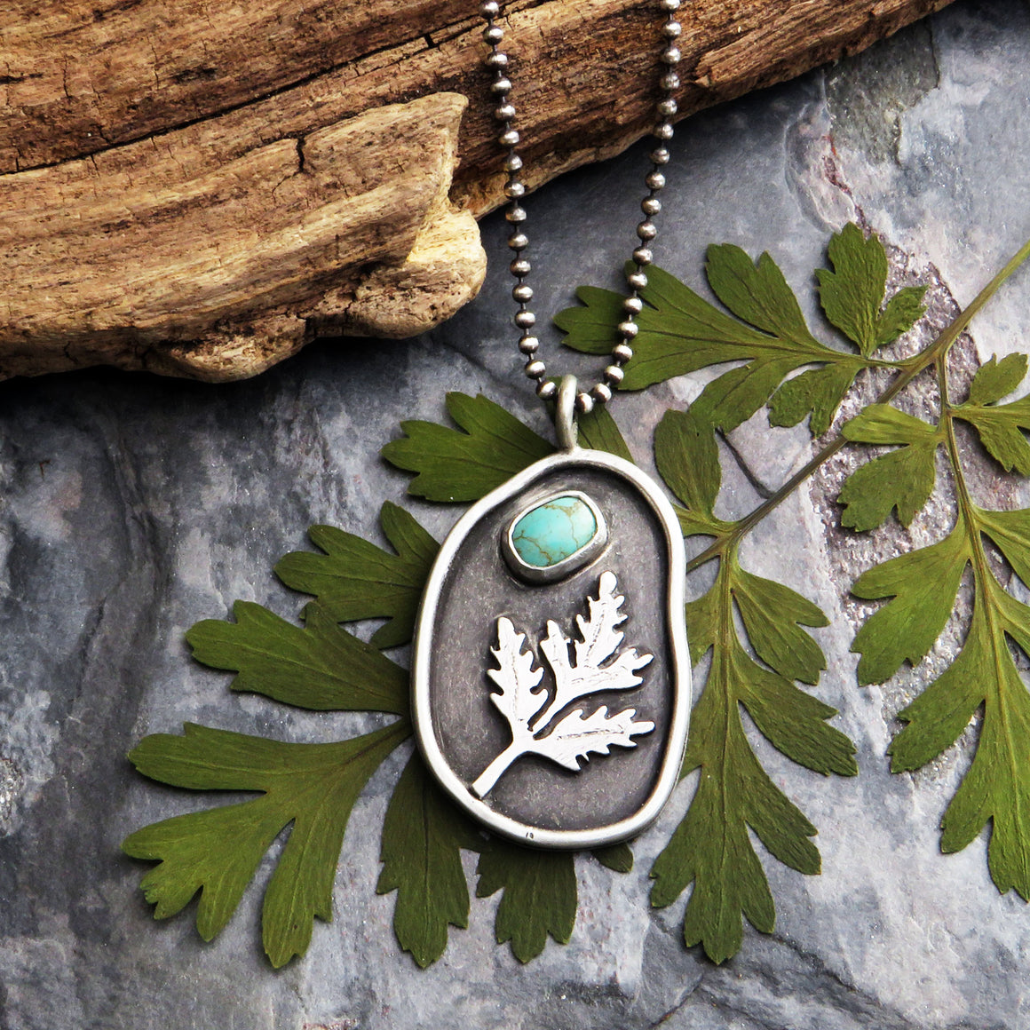 Geranium Leaf Turquoise Necklace