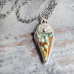 Triangle Rising Phoenix Turquoise Pendant Necklace