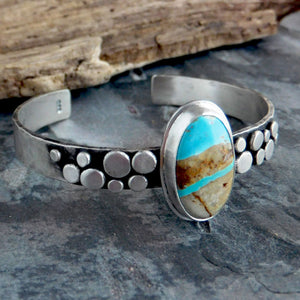 Royston Ribbon Turquoise Pebble Cuff Bracelet