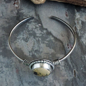 Golden Silver Peak Variscite Cuff Bracelet