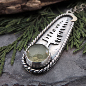 Tall Pine and Round Prehnite Necklace