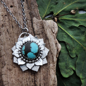 Small Flower Pendant with Hubei Turquoise Center