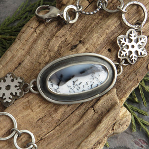 Snowflake Dendritic Opal Chain Link Bracelet