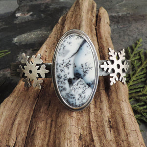 Snowflake Cuff Bracelet with Dendritic Opal