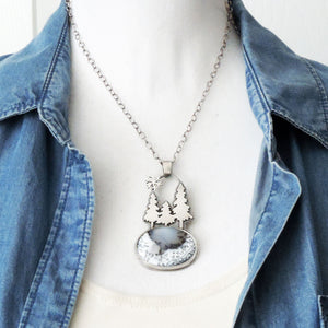 Three Pines Dendritic Opal Necklace