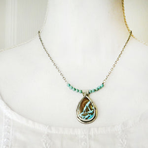 Natural Thunderbird Ribbon Turquoise Pendant Necklace
