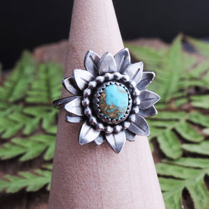 handmade sterling silver turquoise flower ring