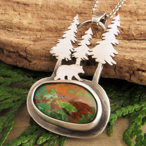 Bear in the Pines Rising Phoenix Turquoise Necklace
