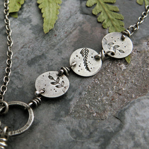 Botanical Charm Necklace with Moss Aquamarine