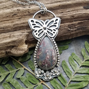 Butterfly Indonesian Moss Agate Necklace