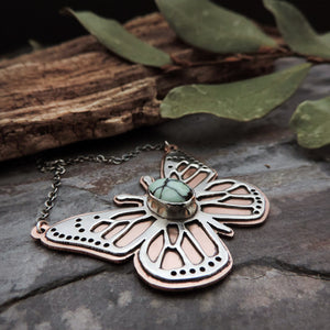Butterfly Necklace with Variscite Gemstone