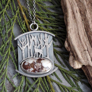 Deer in the Aspens Wild Horse Magnesite Necklace