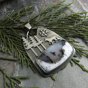 Fox in the Mountains Dendritic Opal Necklace