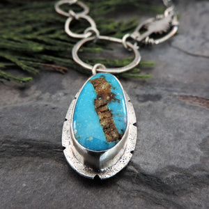 Fox Turquoise Pendant with Pine Tree Accent