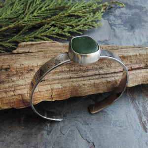 green pine tree cuff bracelet