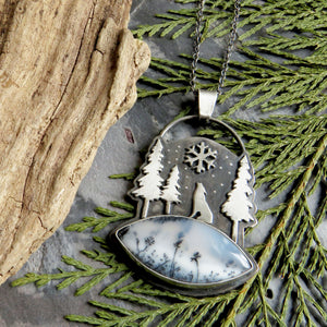 RESERVED Howling Wolf Dendritic Opal Necklace