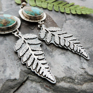 Fern Earrings with Kingman Turquoise Stones