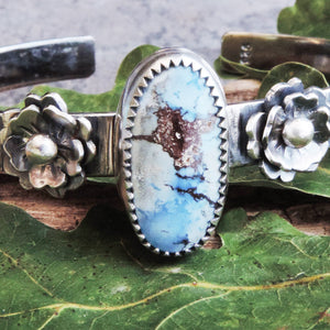 lavender turquoise flower cuff bracelet